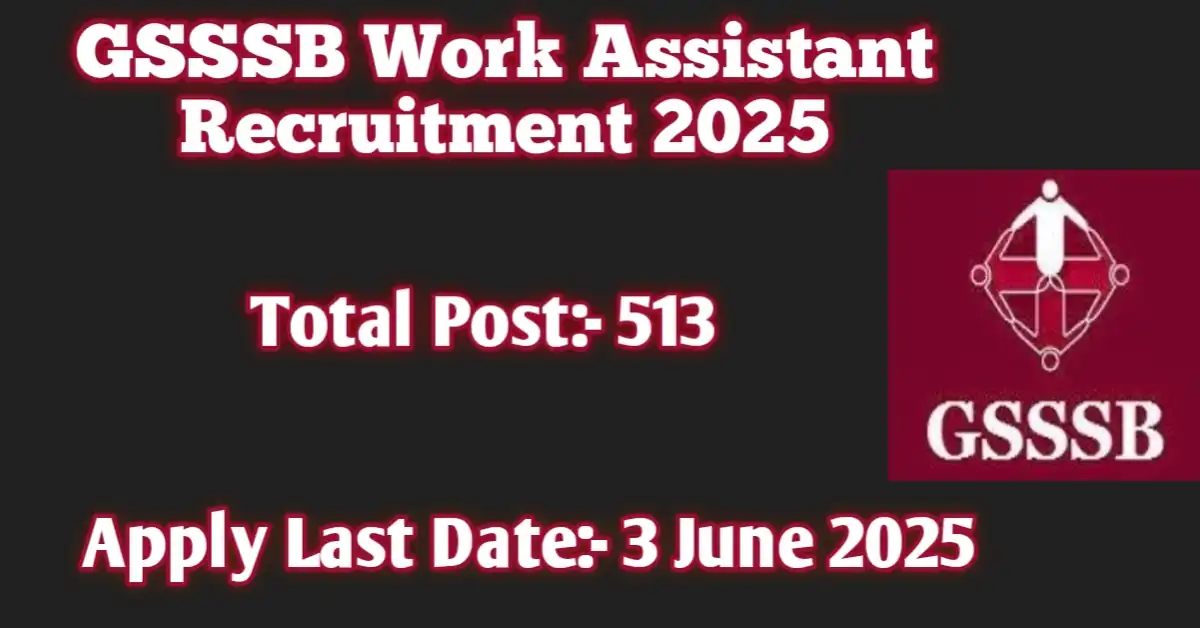GSSSB Work Assistant Recruitment 2025: Apply for 513 Posts at ojas.gujarat.gov.in
