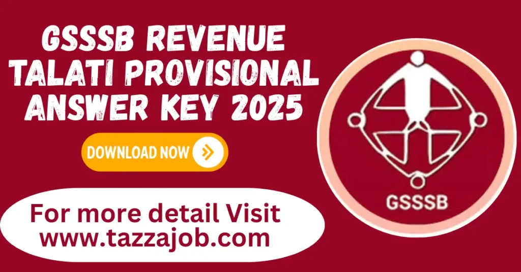 GSSSB Revenue Talati Provisional Answer key 2025