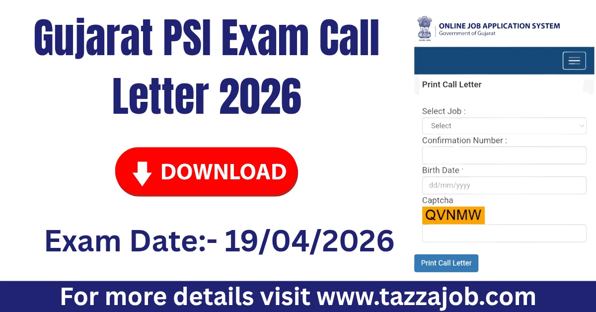 Gujarat PSI Exam Call Letter Download 2026