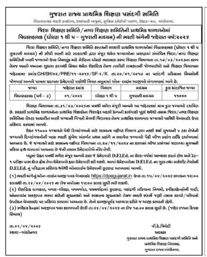 Gujarat Vidhyasahayak Bharti 2026